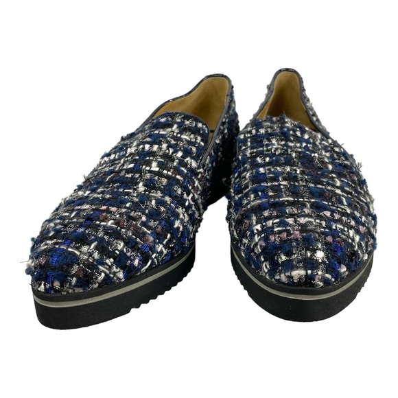 Franco Sarto Womens Fabrina Blue Tweed Chunky Almond Toe Loafers - Picture 8 of 14